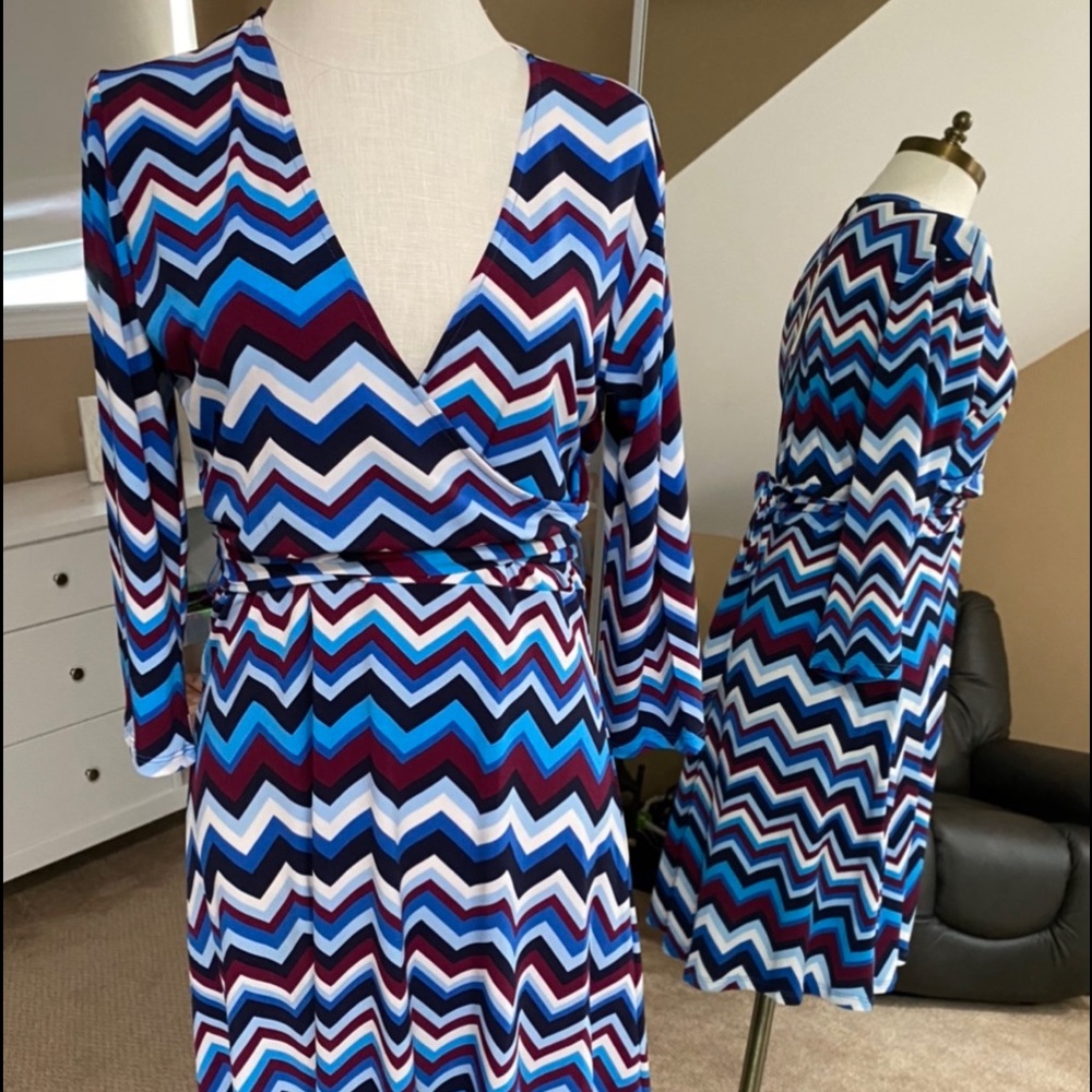 Cute print faux wrap dress